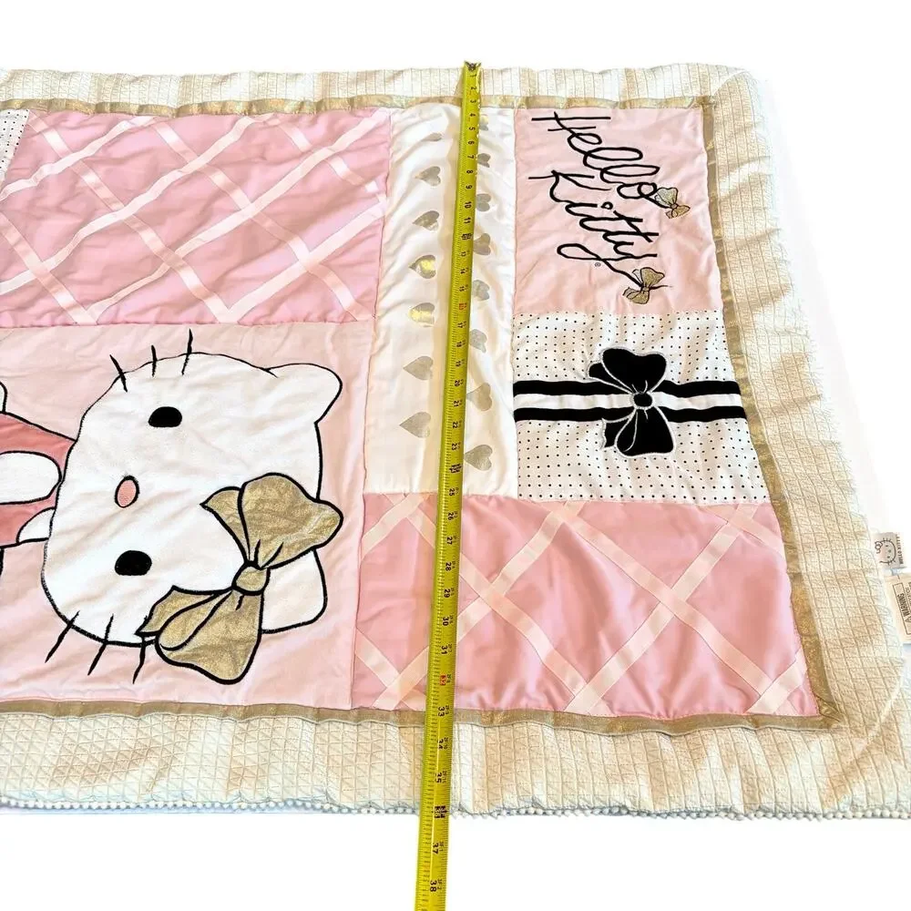 Lambs & Ivy Hello Kitty & Friends Crib Quilt Blanket Pastel Pink Gold 36
